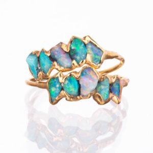 Multi Stone Raw Opal Ring by Ringcrush